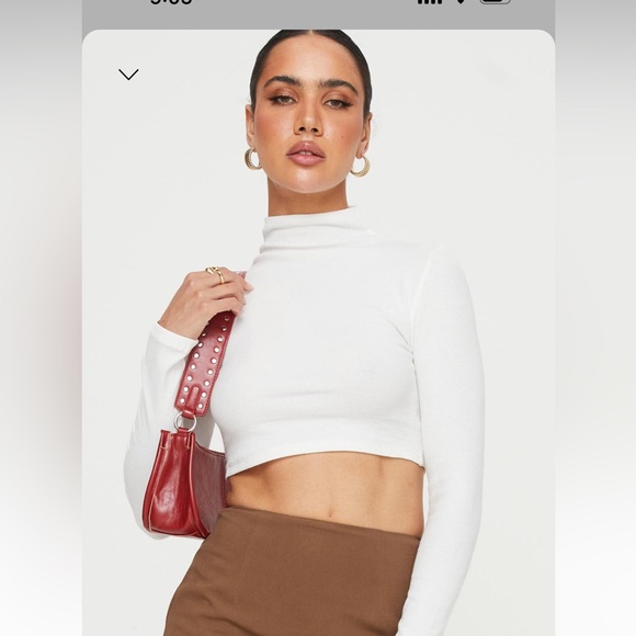 Princess Polly Tops - Princess Polly white crop mock neck top